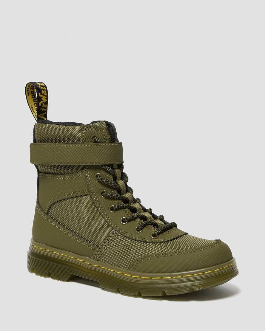 olivgrüne dr. martens combs tech kinder-freizeitstiefel