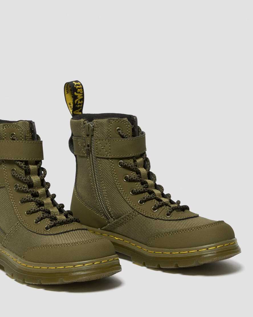 olivgrüne dr. martens combs tech kinder-freizeitstiefel
