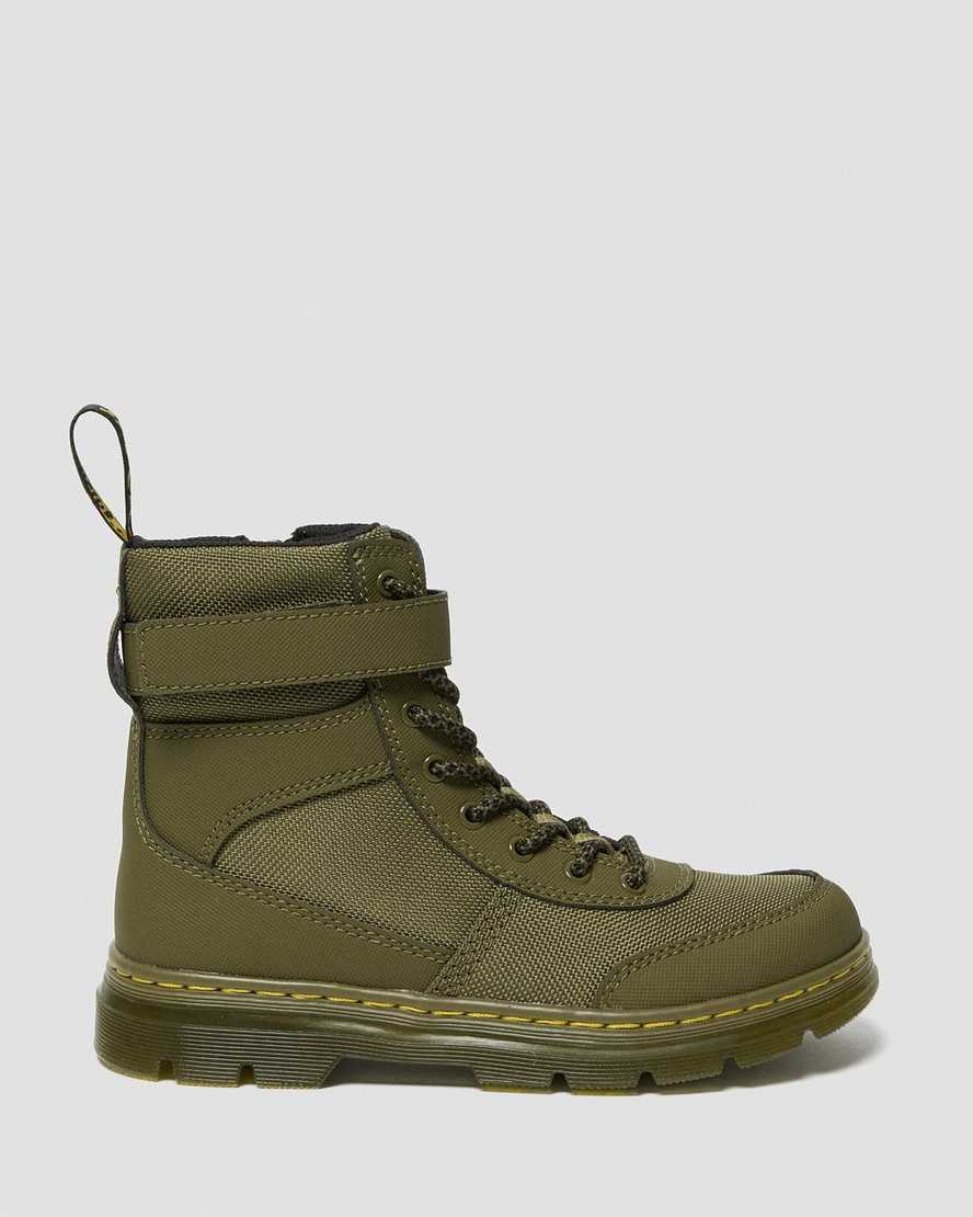 olivgrüne dr. martens combs tech kinder-freizeitstiefel