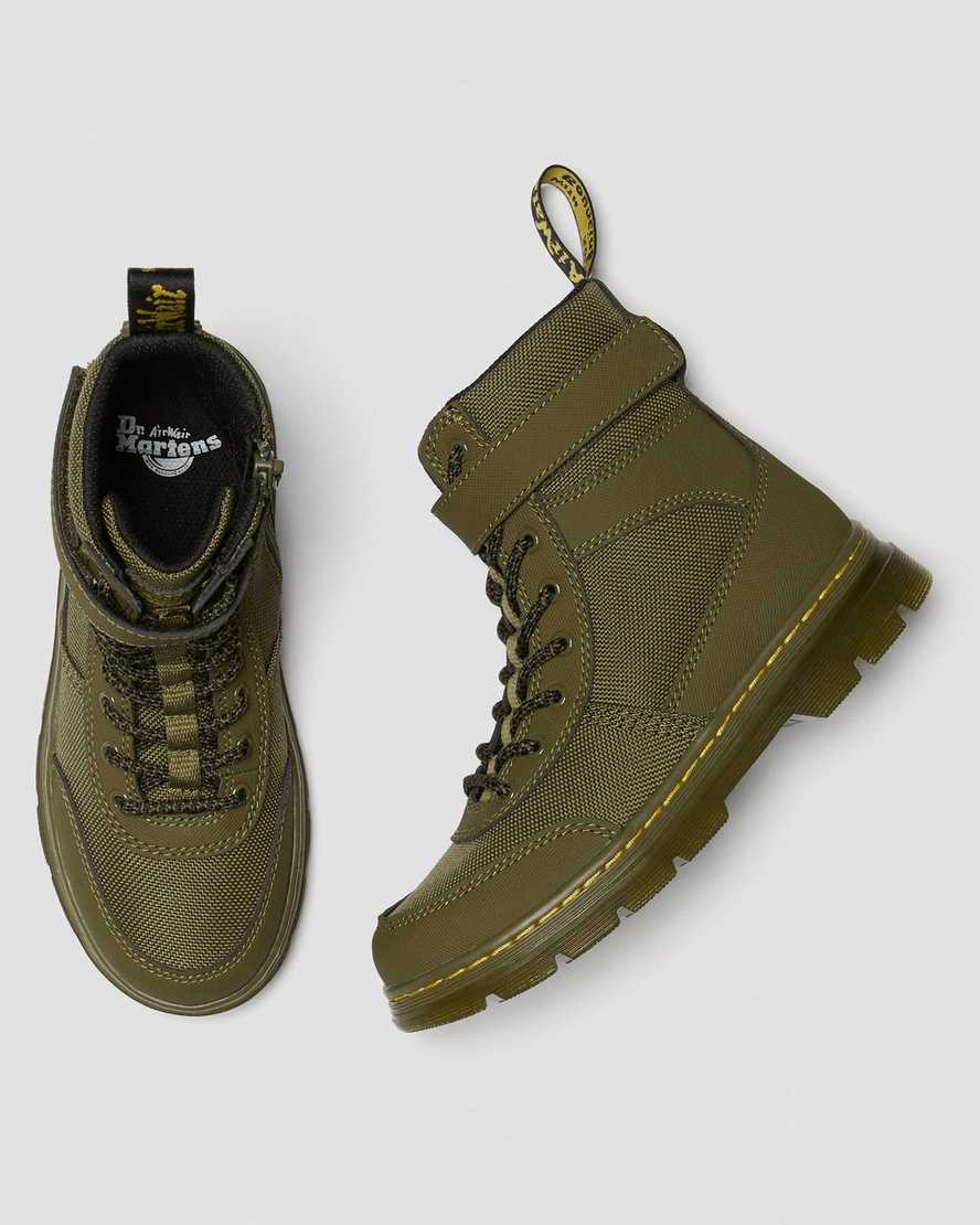 olivgrüne dr. martens combs tech kinder-freizeitstiefel