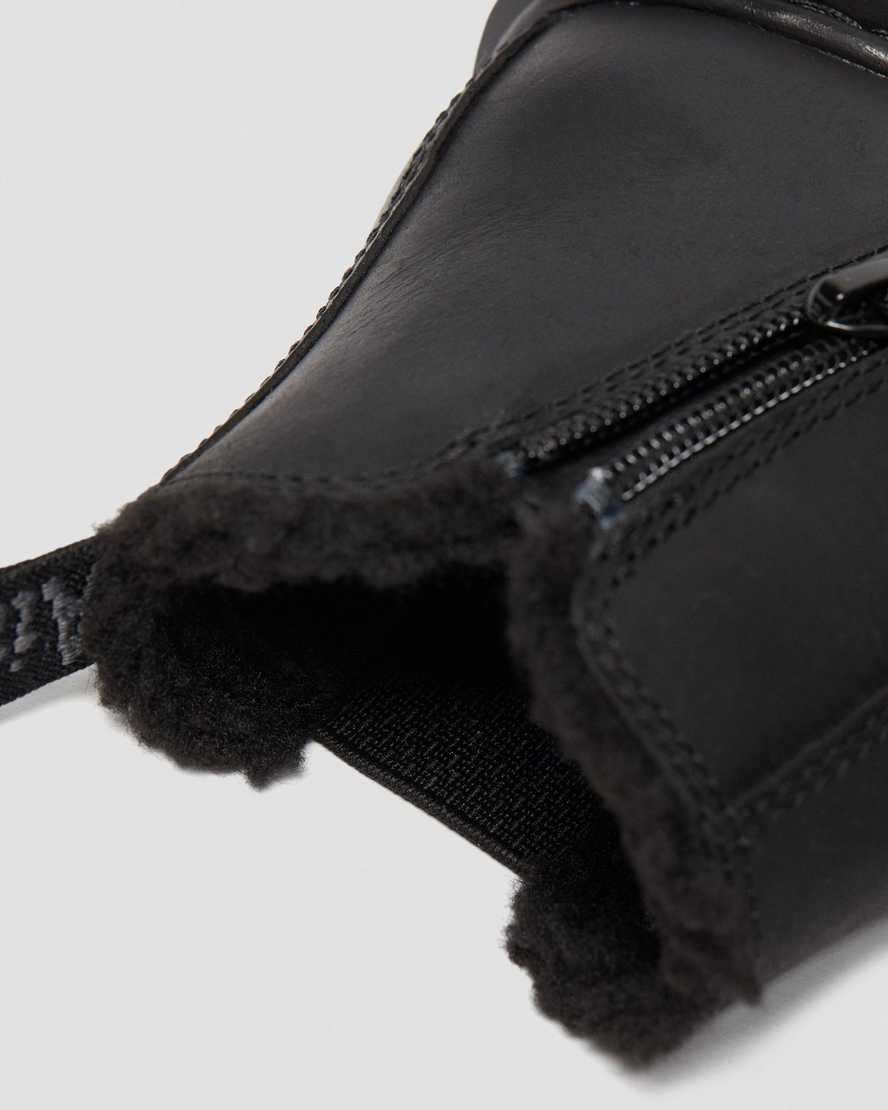 schwarze dr. martens 2976 chelsea boots für kinder mit kunstfellfutter