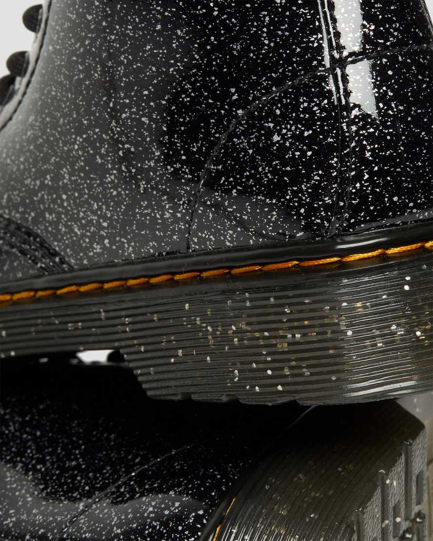 schwarze dr. martens 1460 glitzer-schnürstiefel für kinder