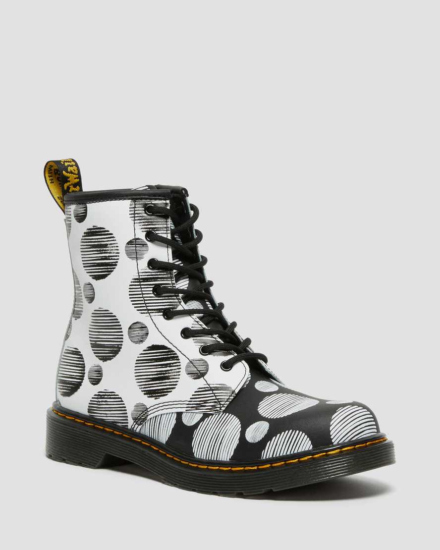 schwarze dr. martens 1460 polka dot kinder-schnürstiefel