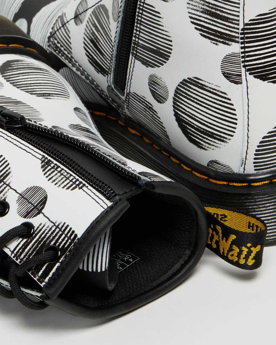 schwarze dr. martens 1460 polka dot kinder-schnürstiefel