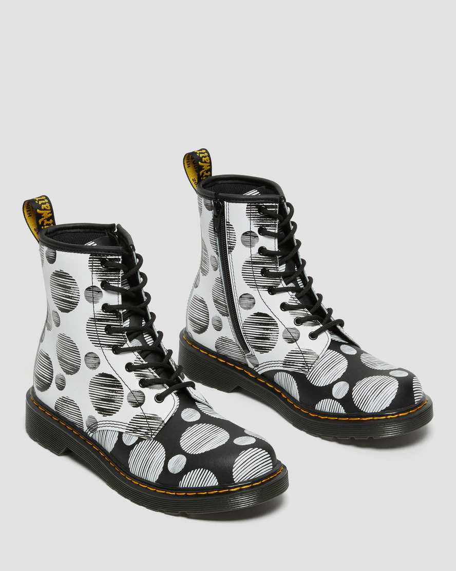 schwarze dr. martens 1460 polka dot kinder-schnürstiefel