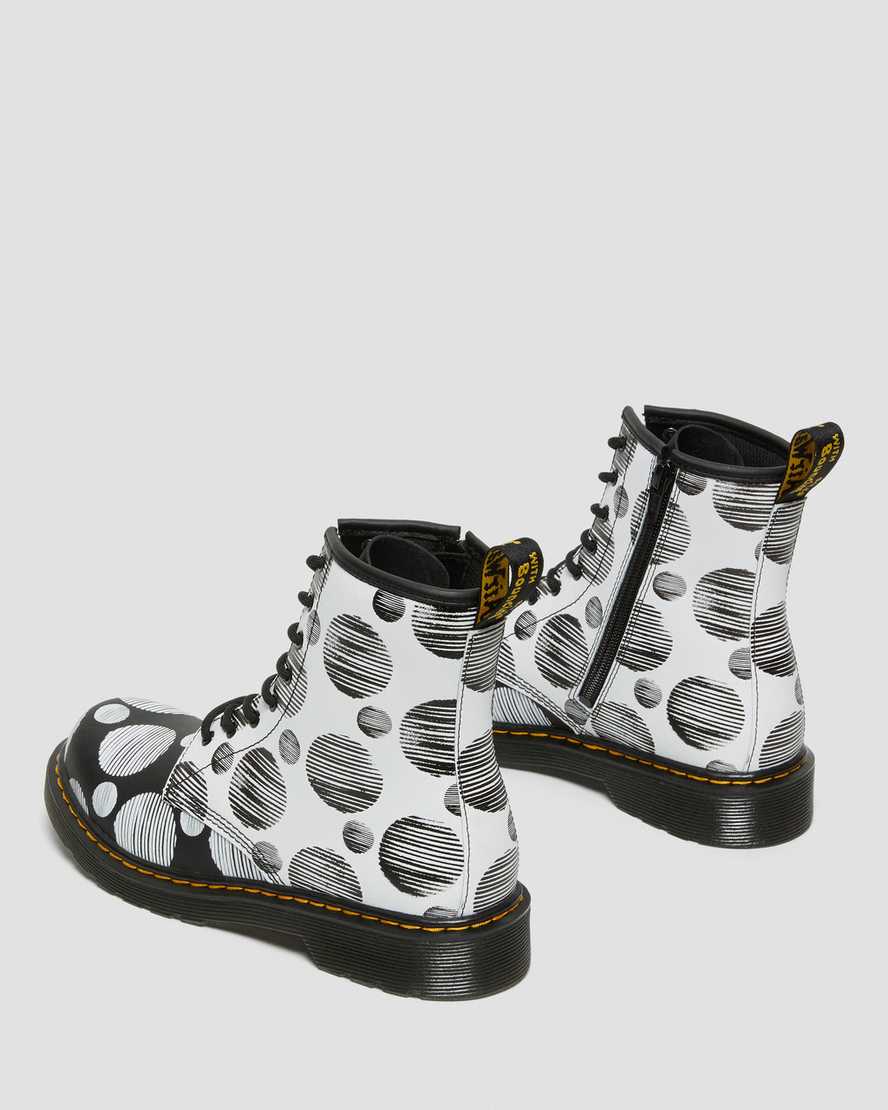 schwarze dr. martens 1460 polka dot kinder-schnürstiefel