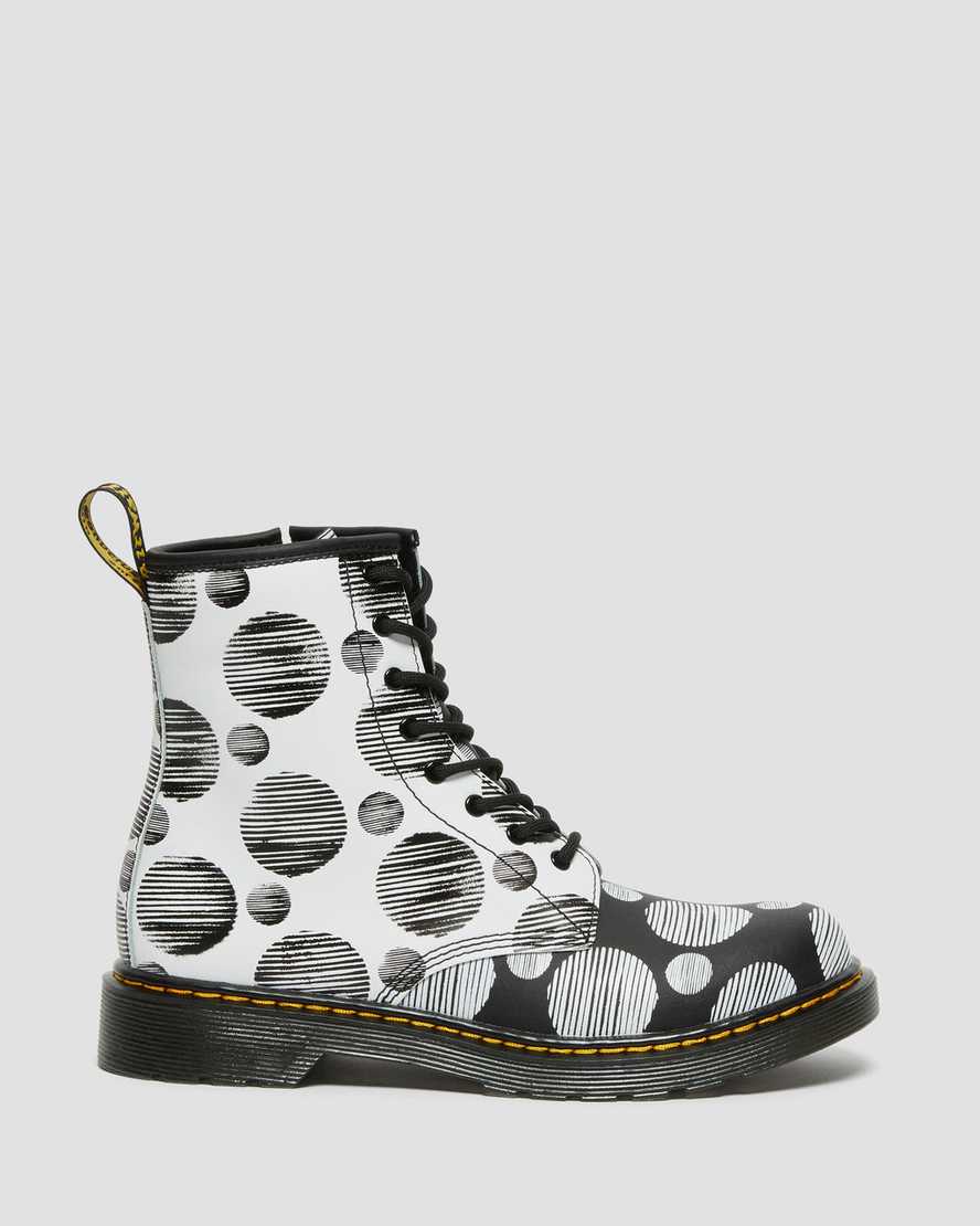 schwarze dr. martens 1460 polka dot kinder-schnürstiefel