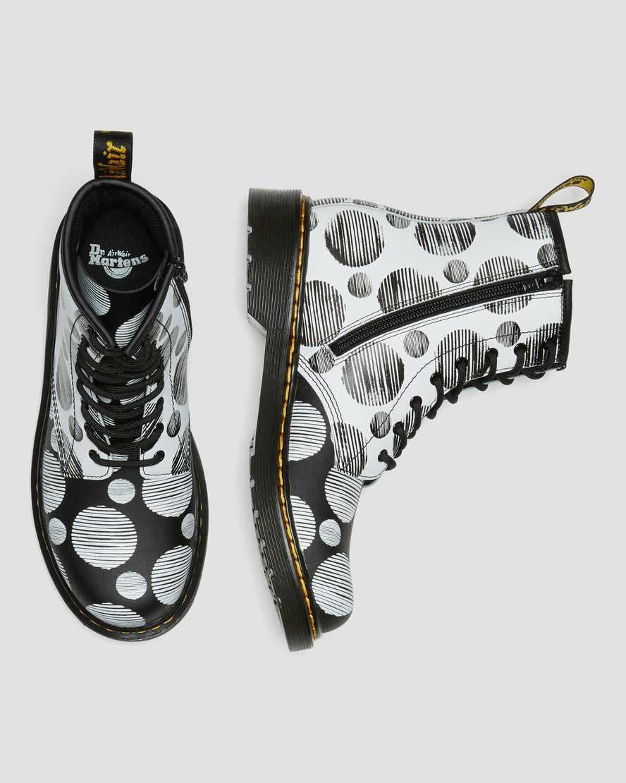 schwarze dr. martens 1460 polka dot kinder-schnürstiefel