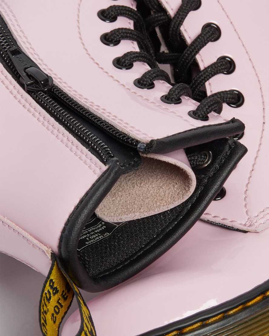 pinkfarbene dr. martens 1460 lackleder-schnürstiefel für kinder