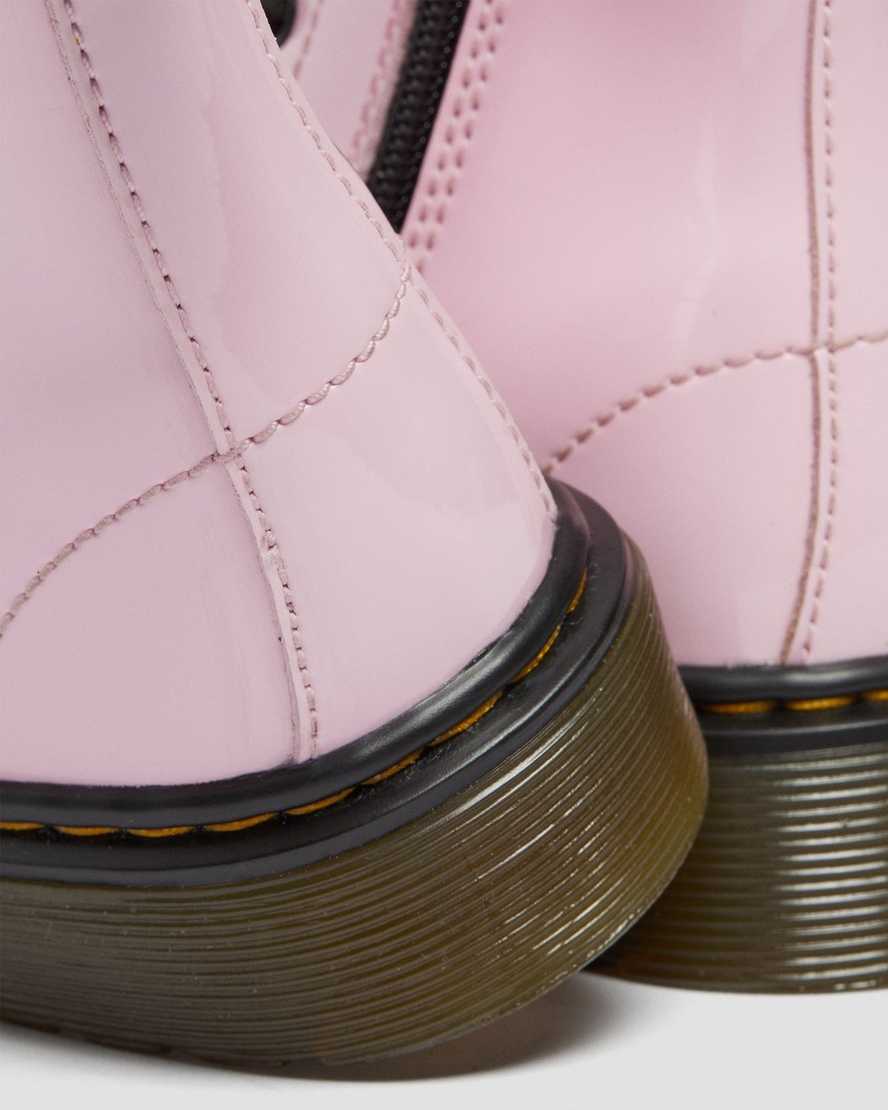 pinkfarbene dr. martens 1460 lackleder-schnürstiefel für kinder