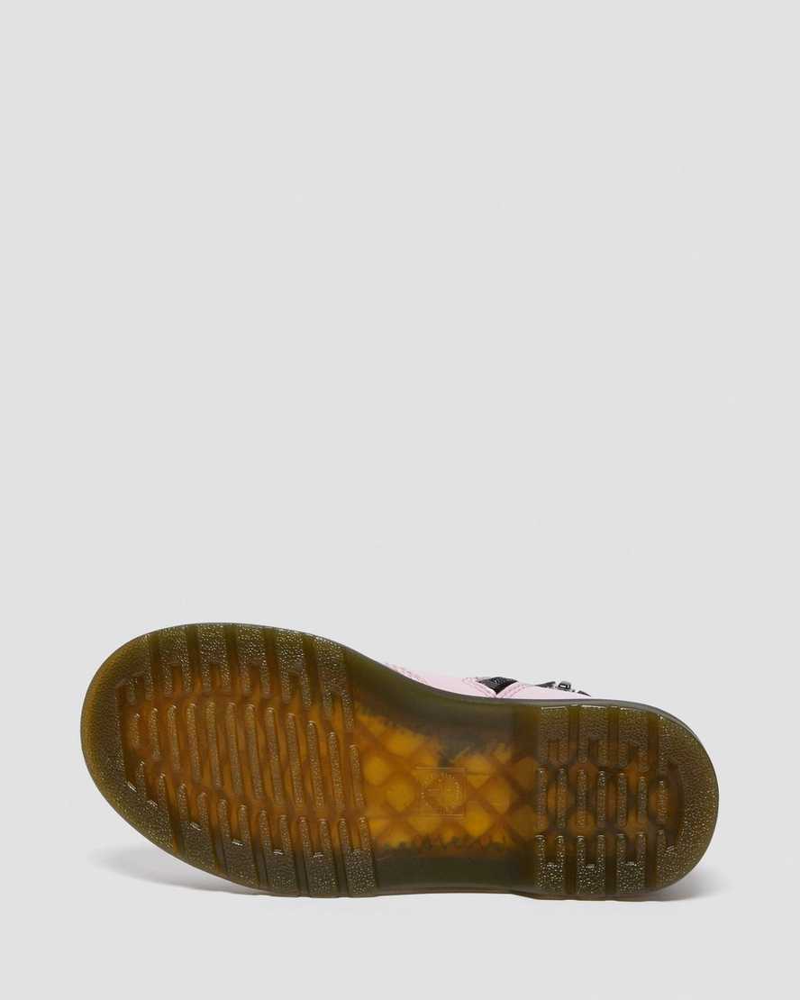 pinkfarbene dr. martens 1460 lackleder-schnürstiefel für kinder