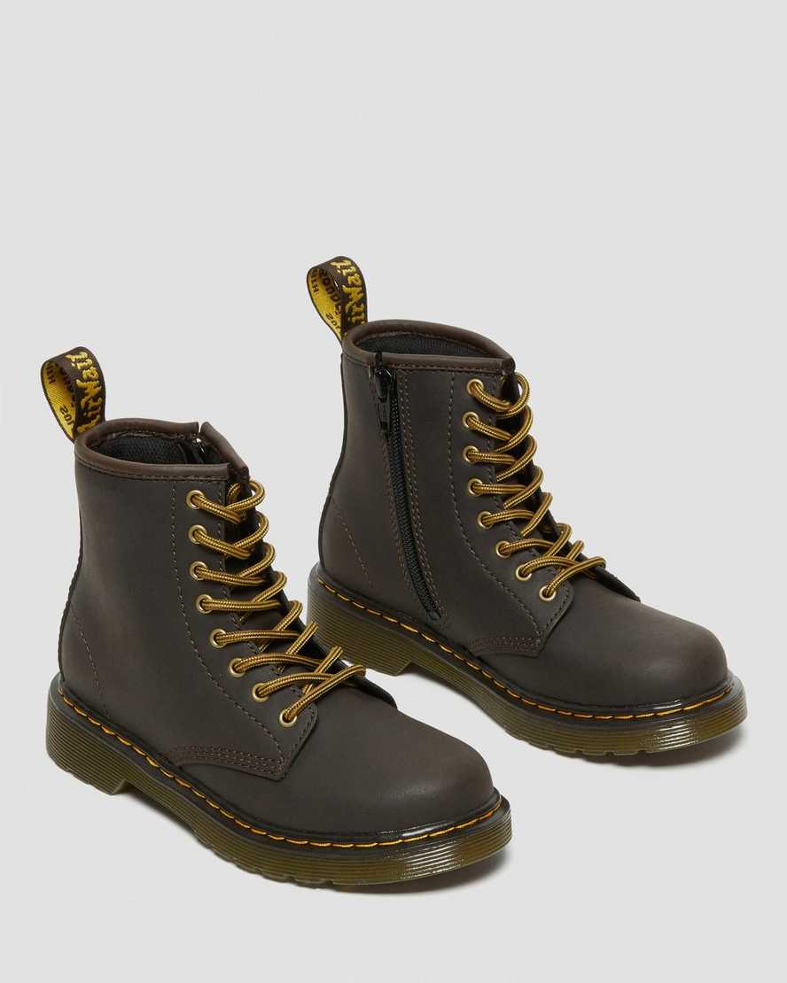 dunkelbraune dr. martens 1460 wildhorse kinder-schnürstiefel