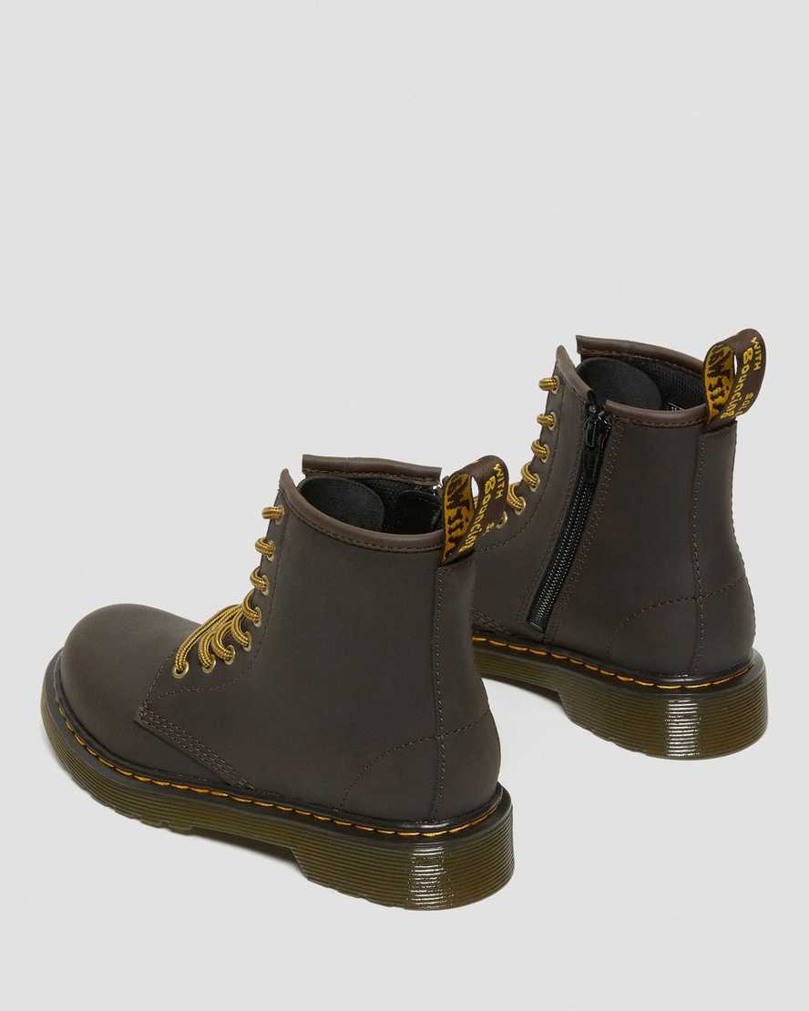 dunkelbraune dr. martens 1460 wildhorse kinder-schnürstiefel