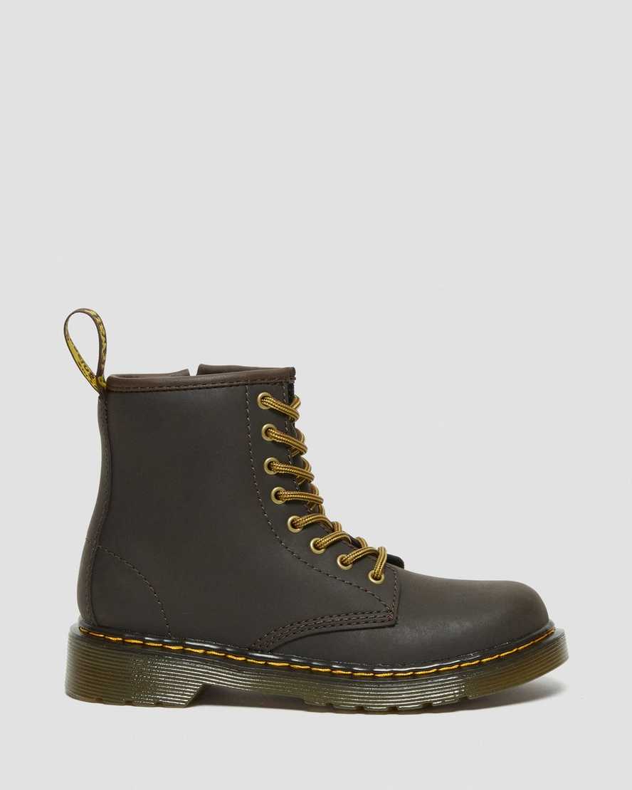 dunkelbraune dr. martens 1460 wildhorse kinder-schnürstiefel