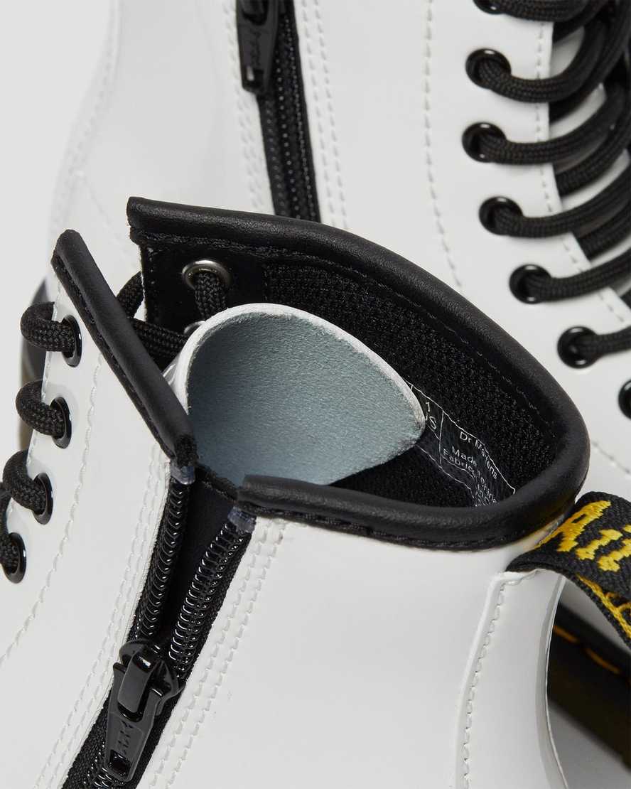 weiße dr. martens 1460 lackleder-schnürstiefel für kinder