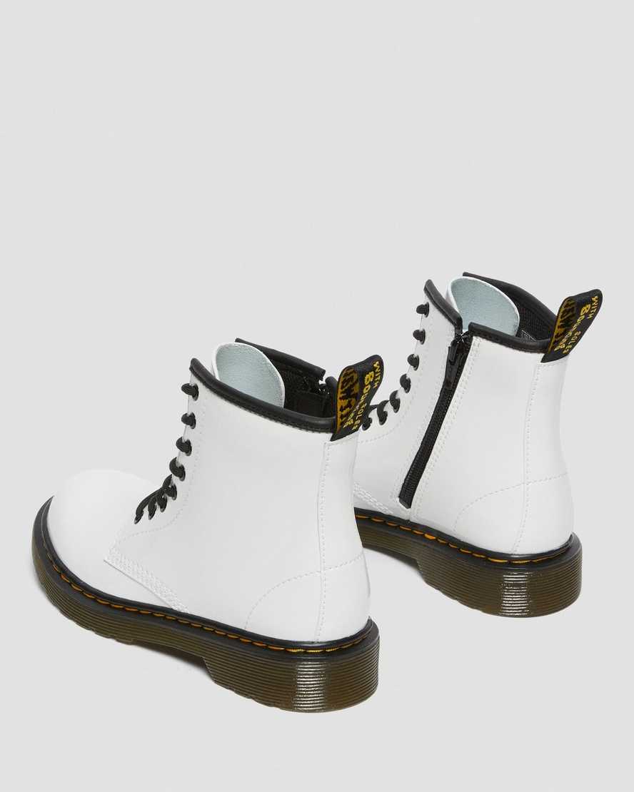 weiße dr. martens 1460 lackleder-schnürstiefel für kinder
