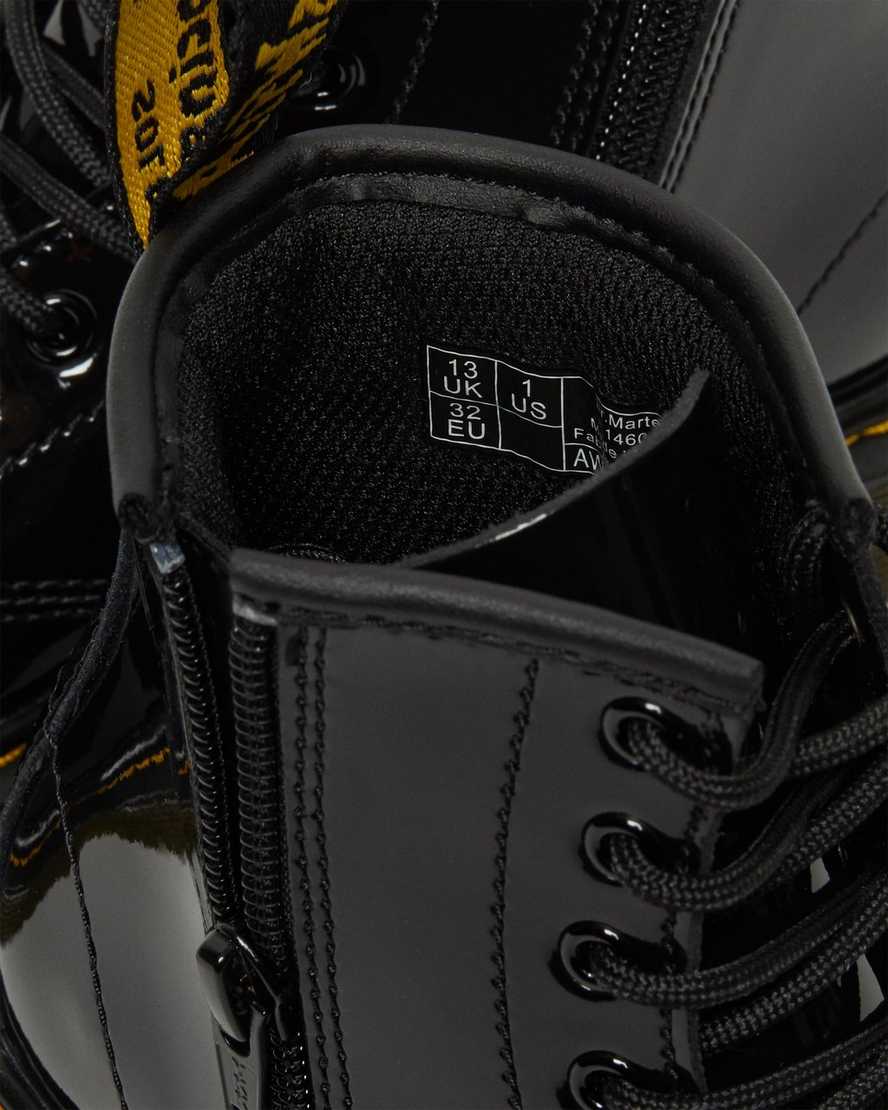 schwarze dr. martens 1460 lackleder-schnürstiefel für kinder