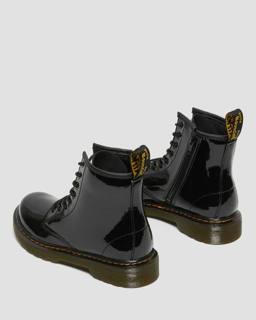 schwarze dr. martens 1460 lackleder-schnürstiefel für kinder