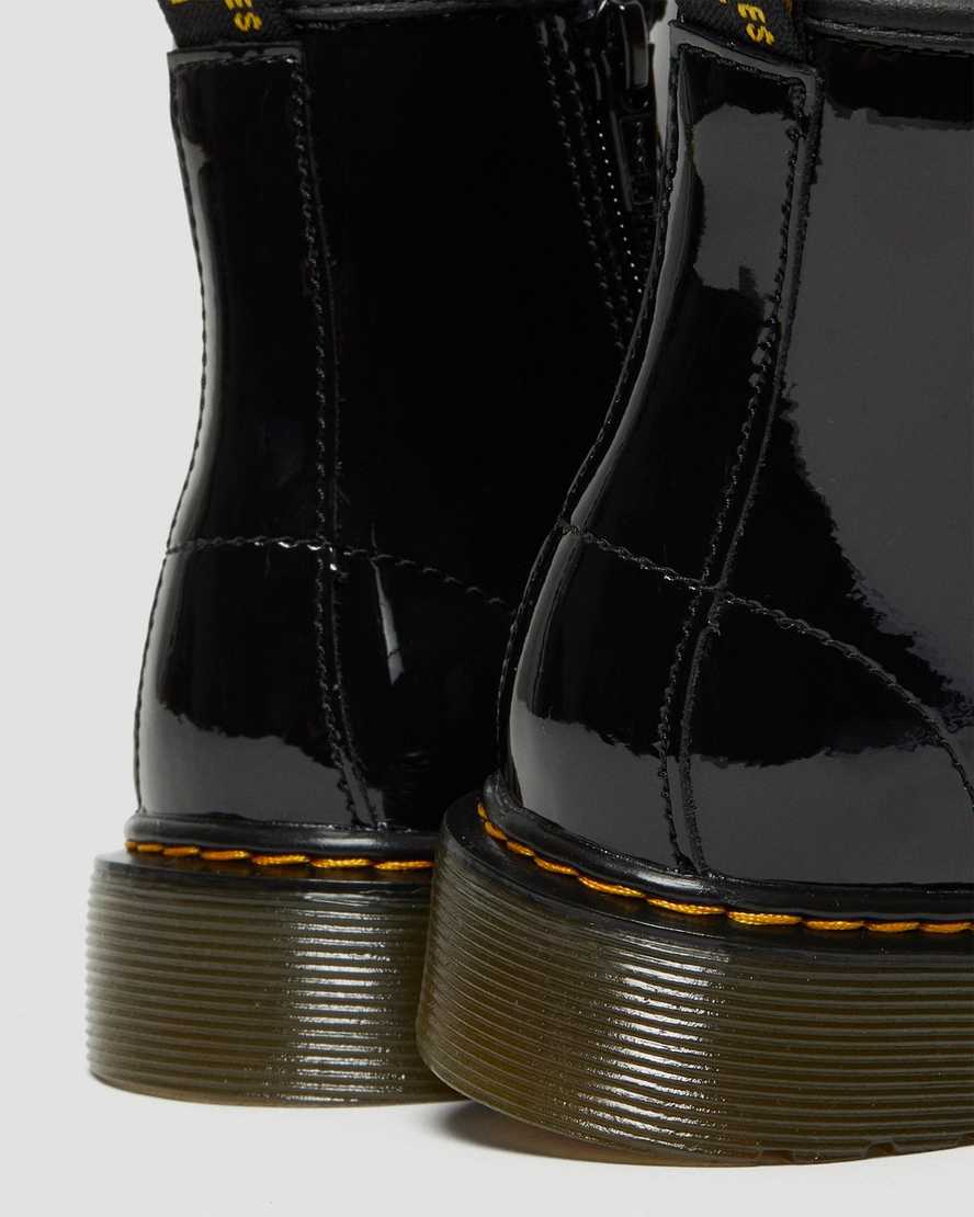 schwarze dr. martens 1460 lackleder-schnürstiefel für kinder