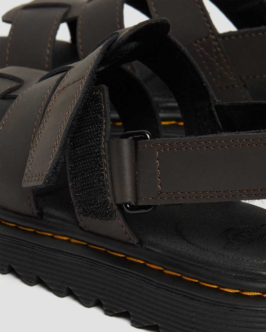 dunkelbraune dr. martens kindersandalen mit frotteeriemen