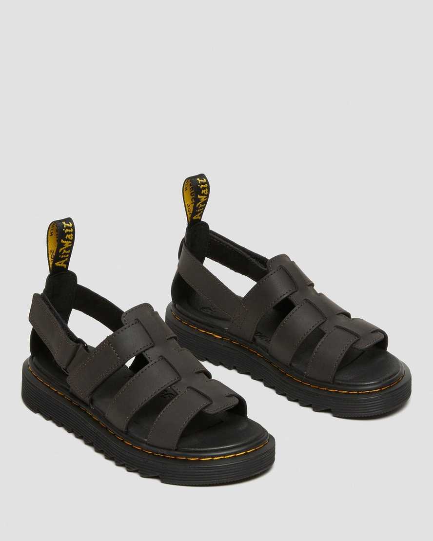 dunkelbraune dr. martens kindersandalen mit frotteeriemen
