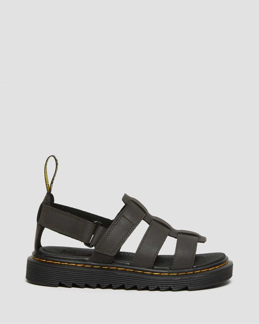 dunkelbraune dr. martens kindersandalen mit frotteeriemen