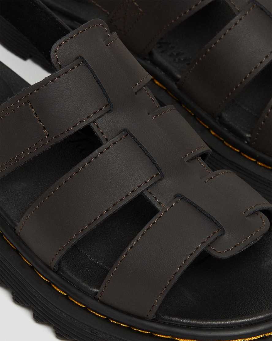 dunkelbraune dr. martens kindersandalen mit frotteeriemen