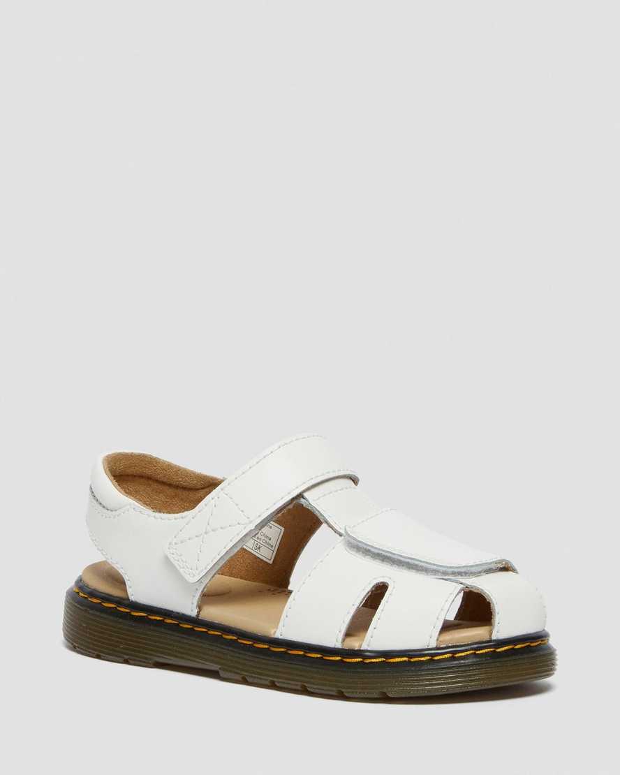 weiße dr. martens moby ii klettverschluss-kindersandalen
