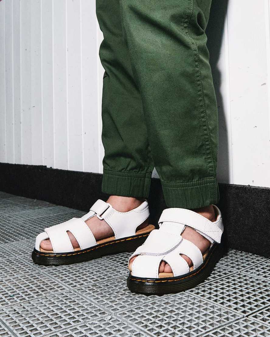 weiße dr. martens moby ii klettverschluss-kindersandalen