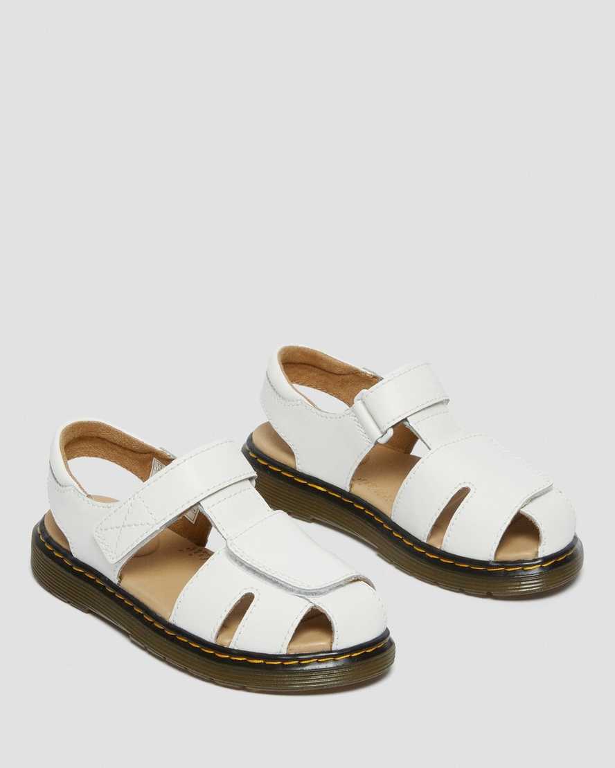 weiße dr. martens moby ii klettverschluss-kindersandalen