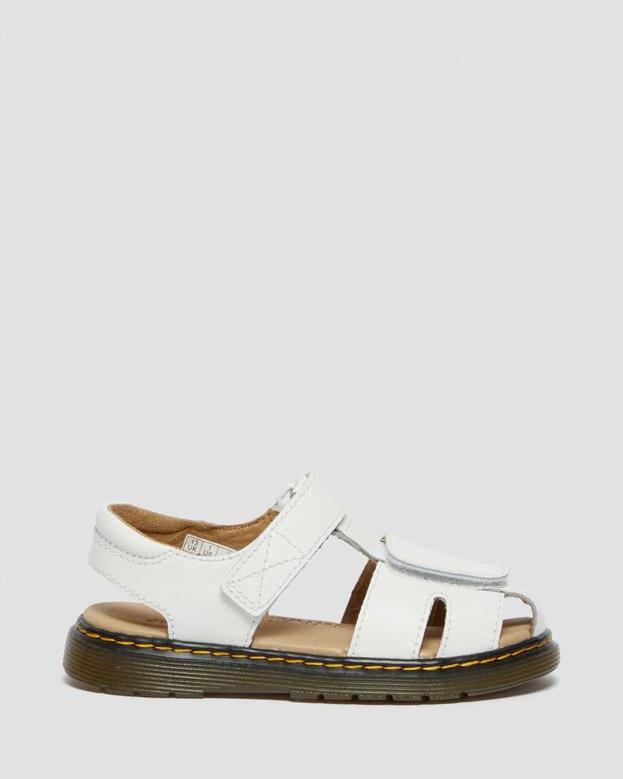 weiße dr. martens moby ii klettverschluss-kindersandalen