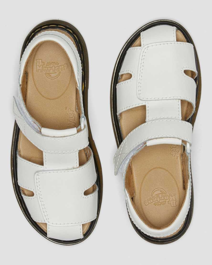weiße dr. martens moby ii klettverschluss-kindersandalen