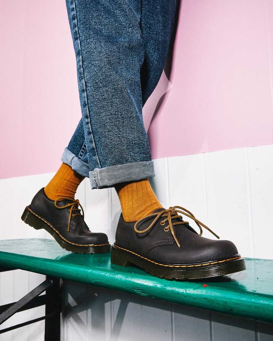 dunkelbraune dr. martens 1461 wildhorse kinderschuhe