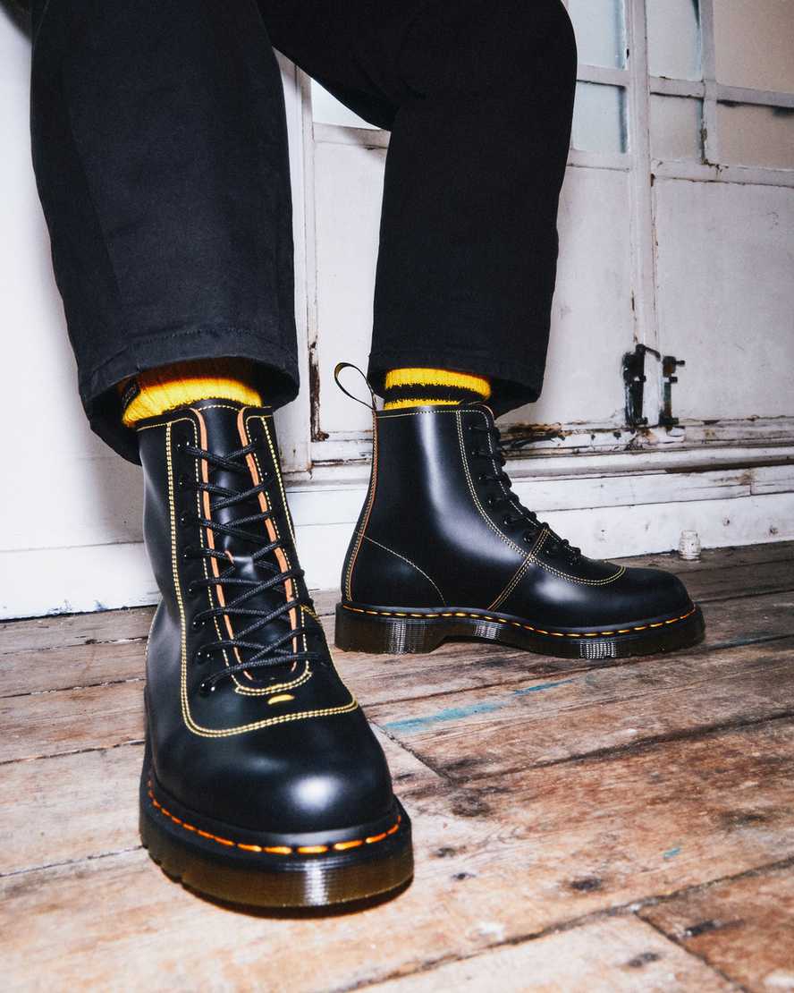 schwarze dr. martens pharamond vintage smooth herren-ankle-boots