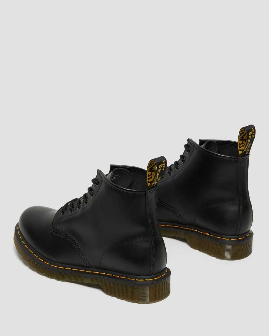 schwarze dr. martens 101 yellow stitch smooth herren-ankle-boots