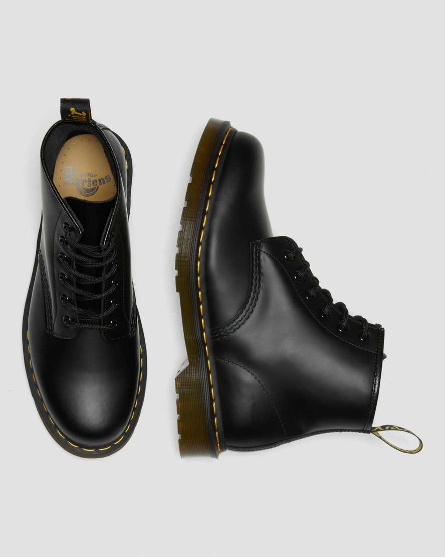 schwarze dr. martens 101 yellow stitch smooth herren-ankle-boots