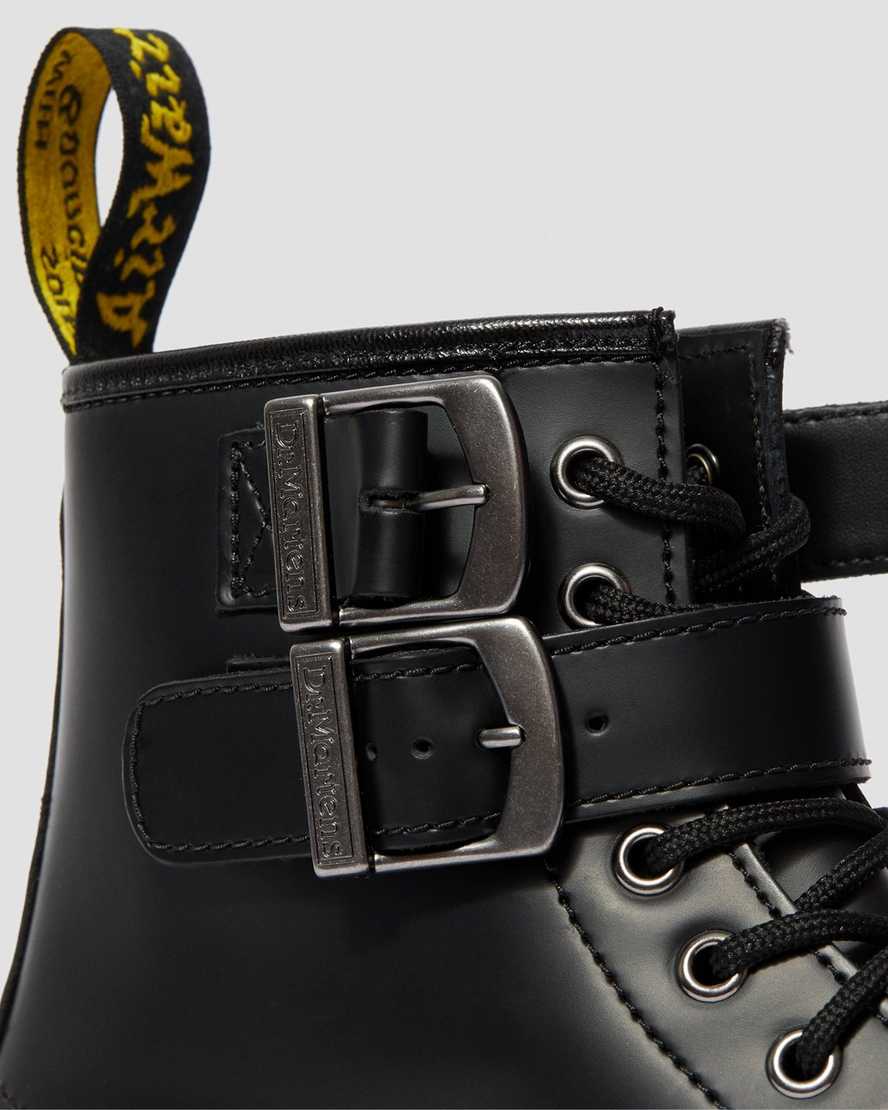 schwarze dr. martens 1460 smooth herren-schnallenstiefel