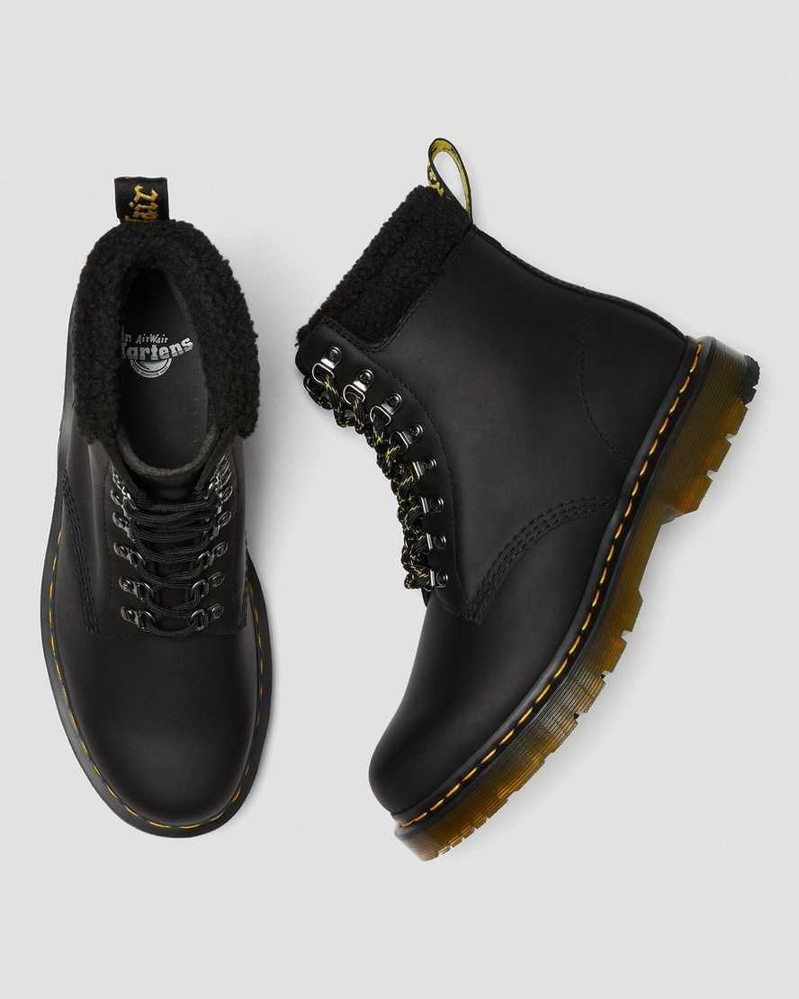 schwarze dr. martens 1460 dm wintergrip fleece herren-freizeitstiefel