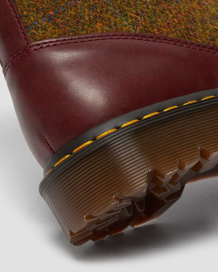 burgunderrote dr. martens 1460 harris tweed herren-schnürstiefel