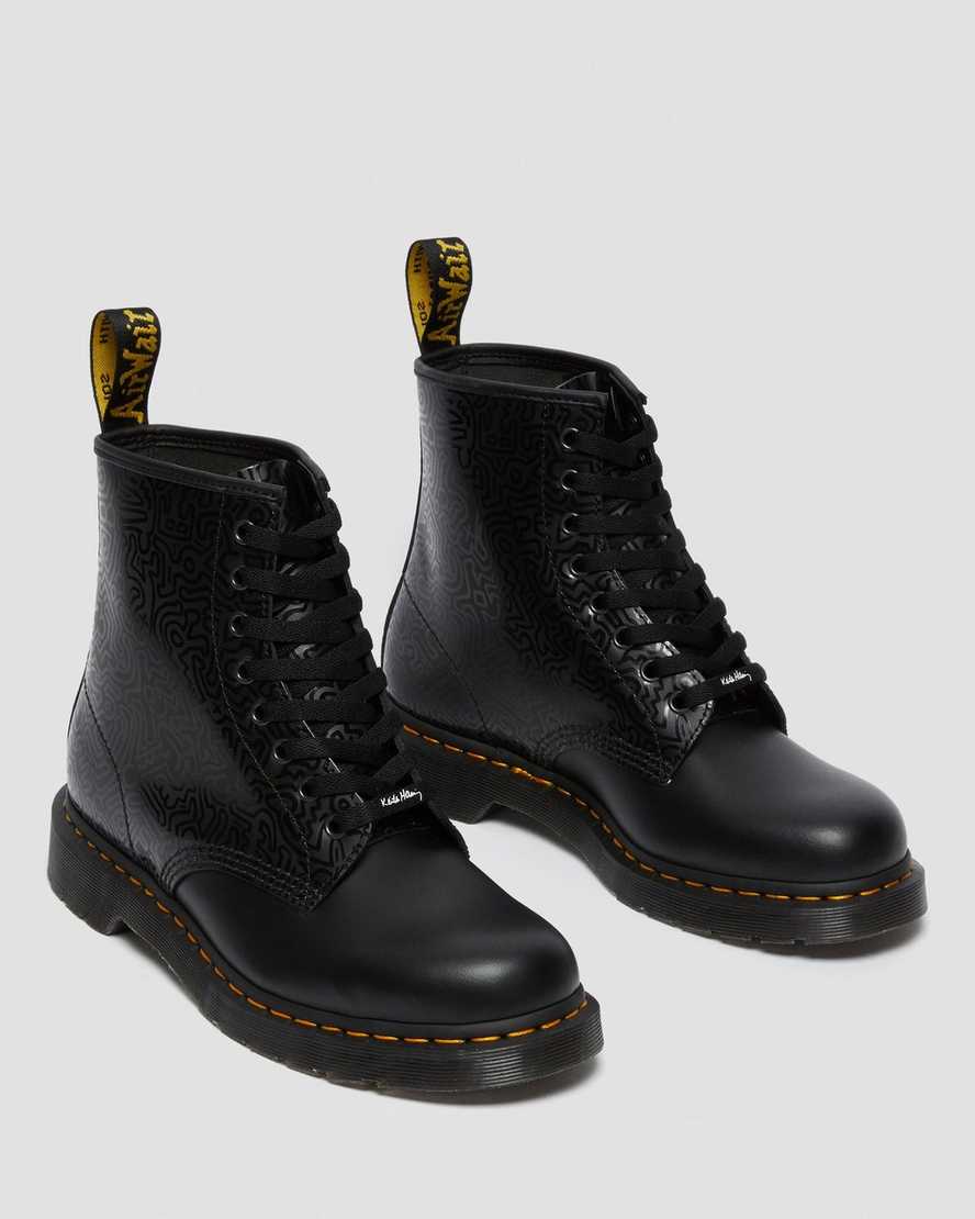 schwarze dr. martens keith haring 1460 smooth herren-schnürstiefel