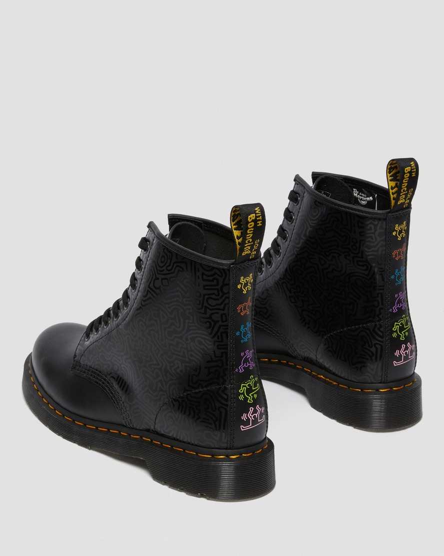 schwarze dr. martens keith haring 1460 smooth herren-schnürstiefel
