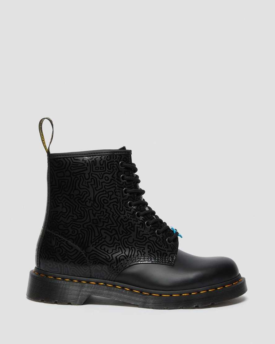 schwarze dr. martens keith haring 1460 smooth herren-schnürstiefel