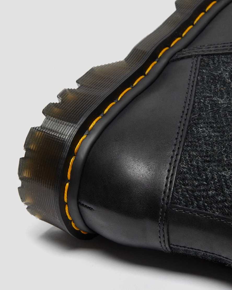 schwarze dr. martens 1460 harris tweed herren-schnürstiefel