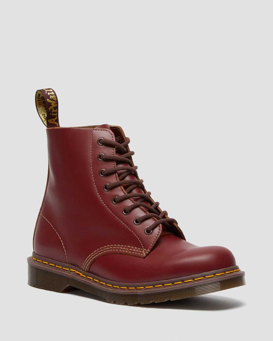 rote dr. martens 1460 vintage herren-schnürstiefel hergestellt in england