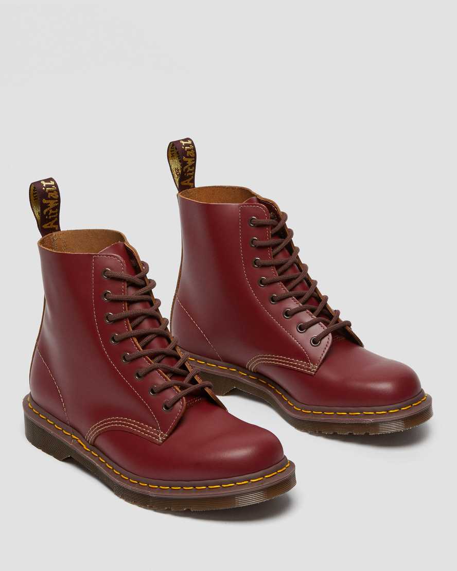 rote dr. martens 1460 vintage herren-schnürstiefel hergestellt in england