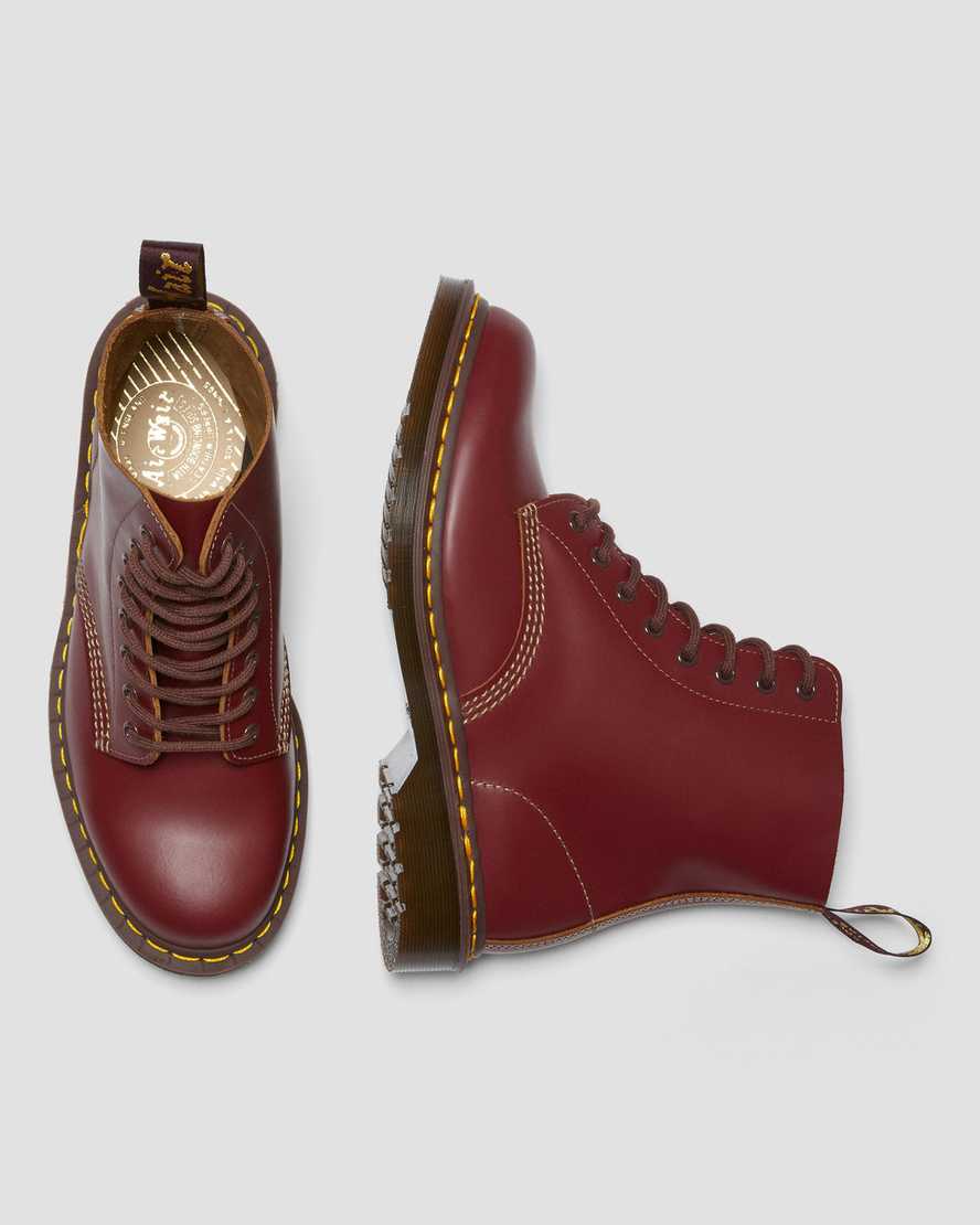 rote dr. martens 1460 vintage herren-schnürstiefel hergestellt in england