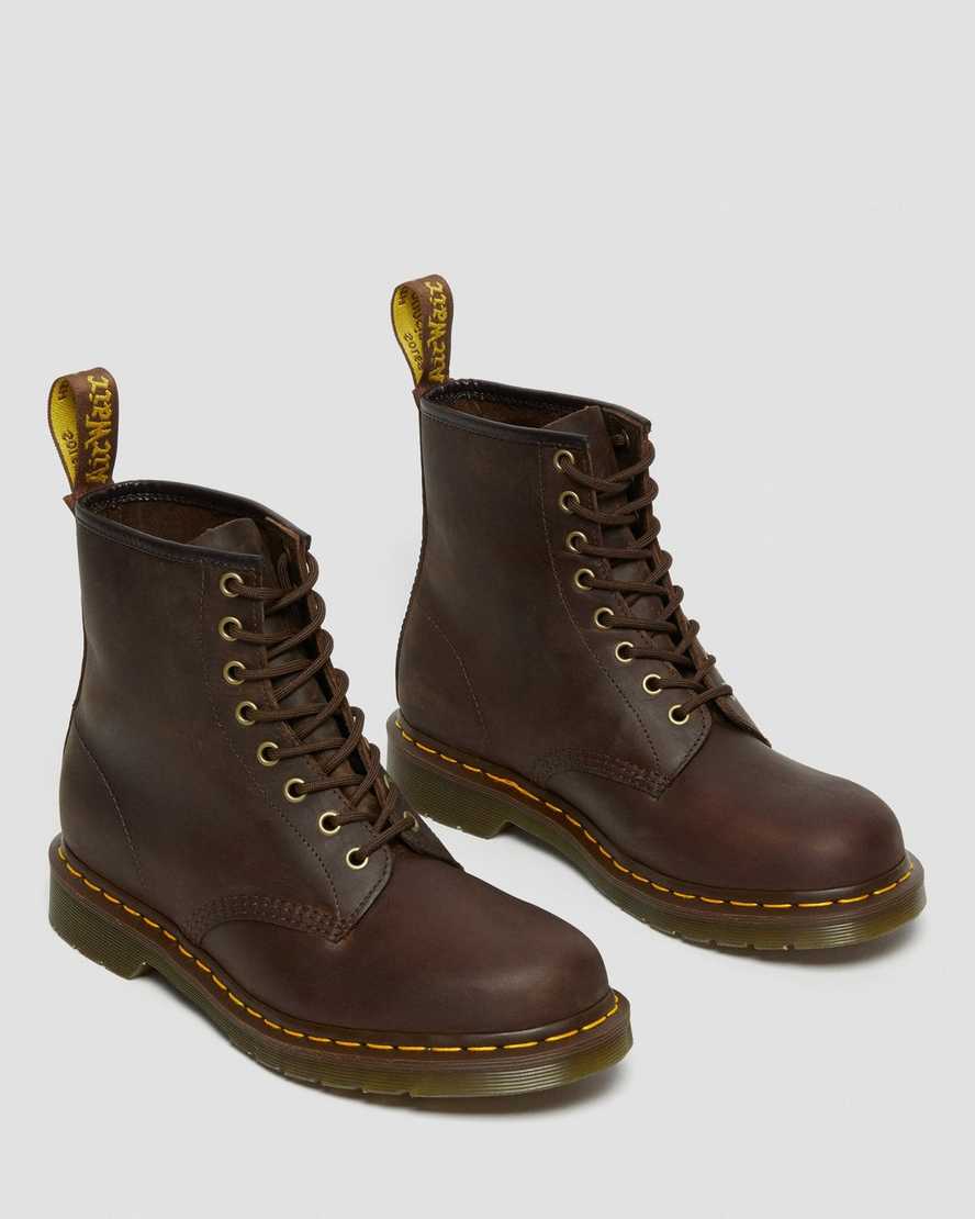 braune dr. martens 1460 crazy horse herren-schnürstiefel