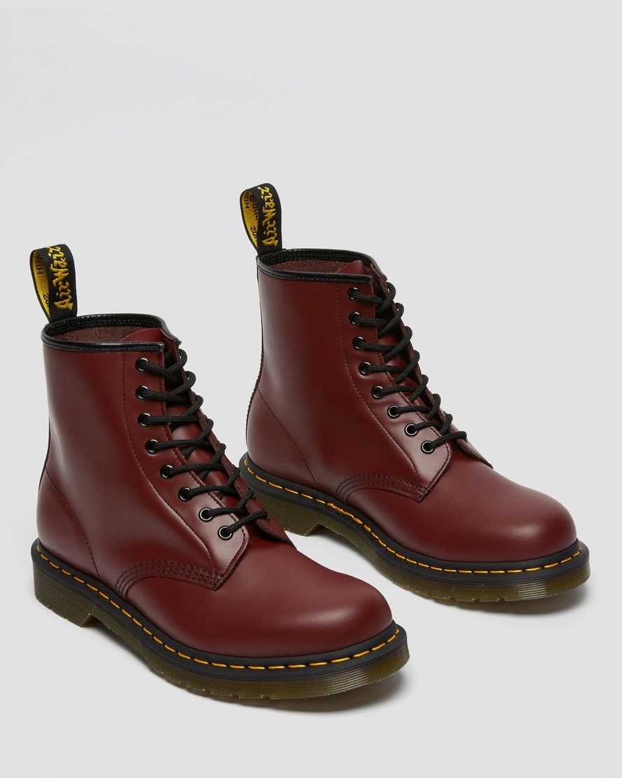 rote dr. martens 1460 glatte herren-schnürstiefel