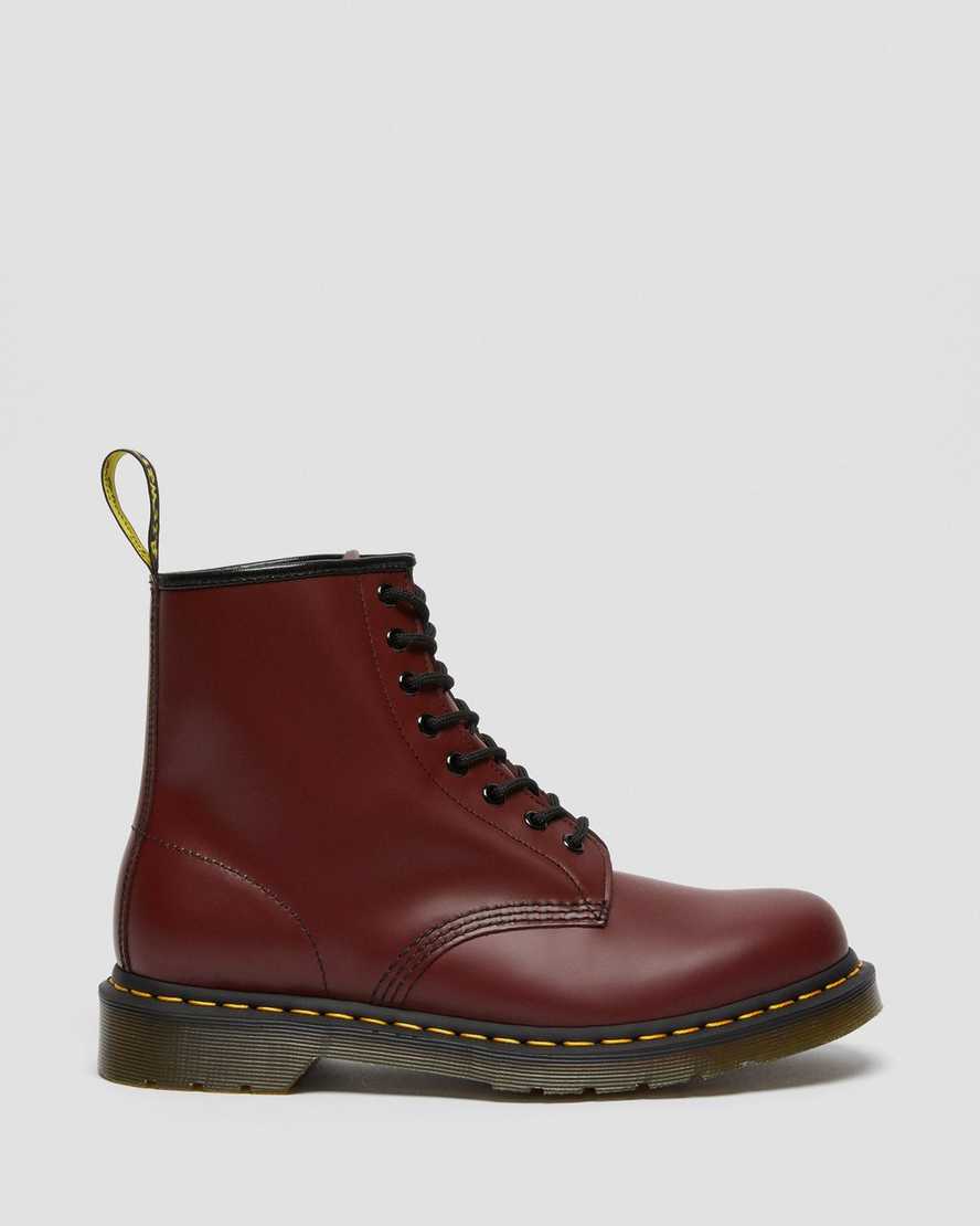 rote dr. martens 1460 glatte herren-schnürstiefel