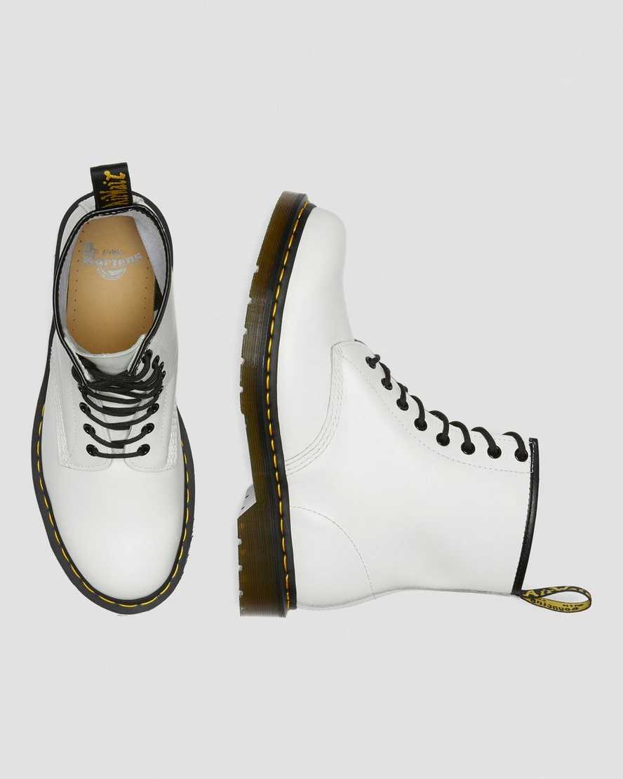 weiße dr. martens 1460 glatte herren-schnürstiefel